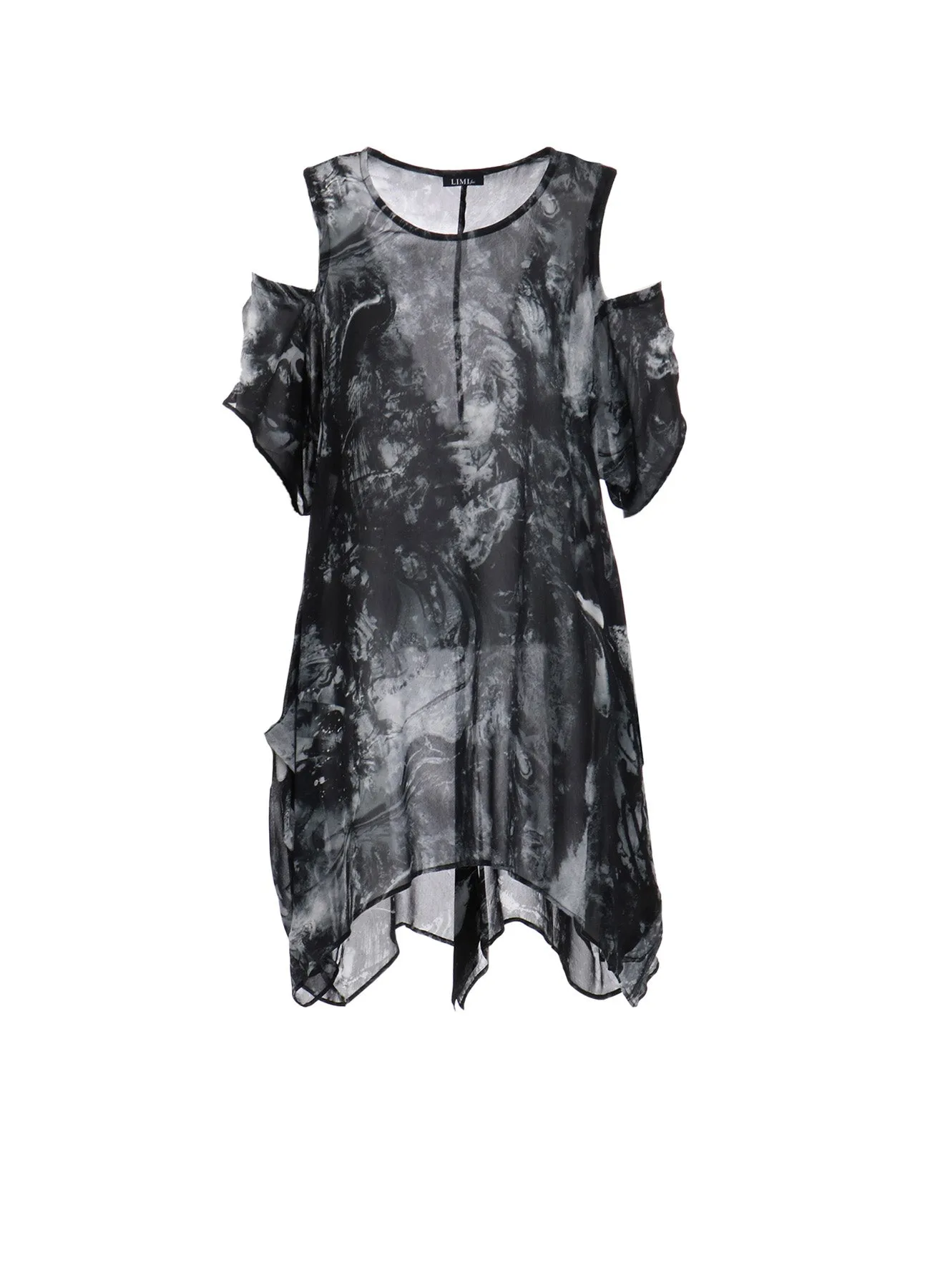 Cultural Inspired Athleisure Trend COLLAGE PRINT OPEN SHOULDER BLOUSE