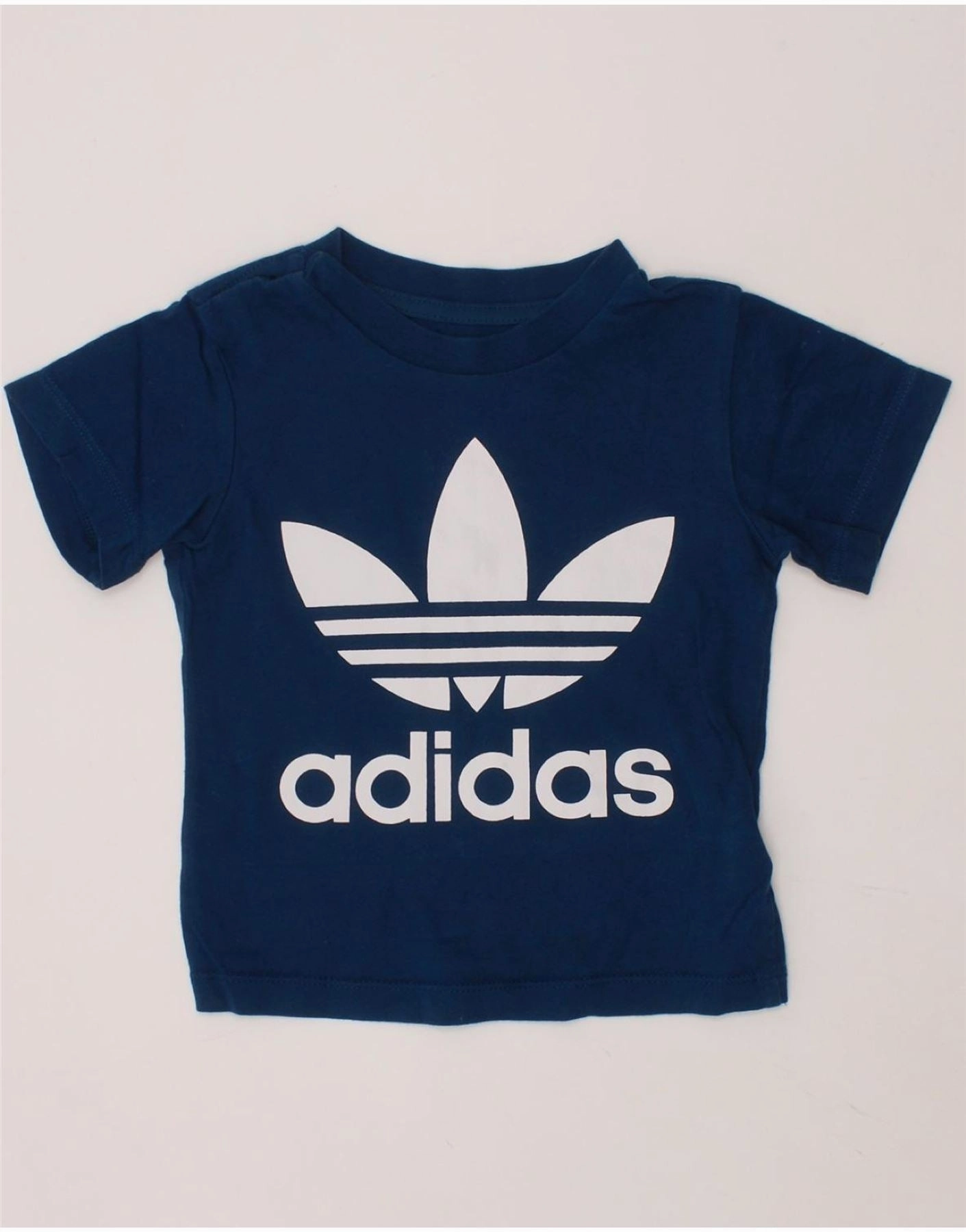 ADIDAS Baby Boys Graphic T-Shirt Top 12-18 Months Blue Cotton Reinforced Buttonholes