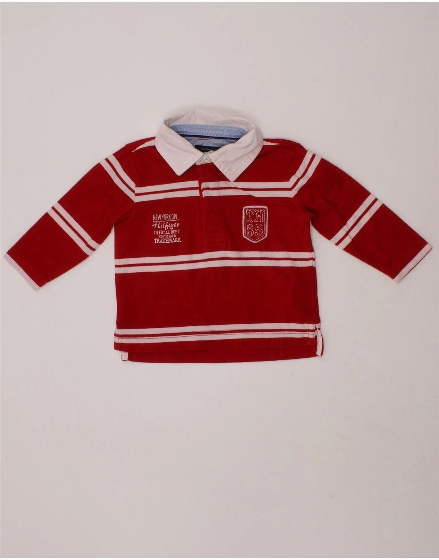 Limited Edition TOMMY HILFIGER Baby Boys Graphic Polo Shirt 9-12 Months Red Striped