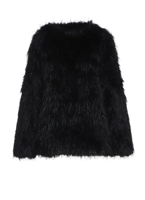 Edgy Fashion SHAGGY FUR CREW NECK PULLOVER