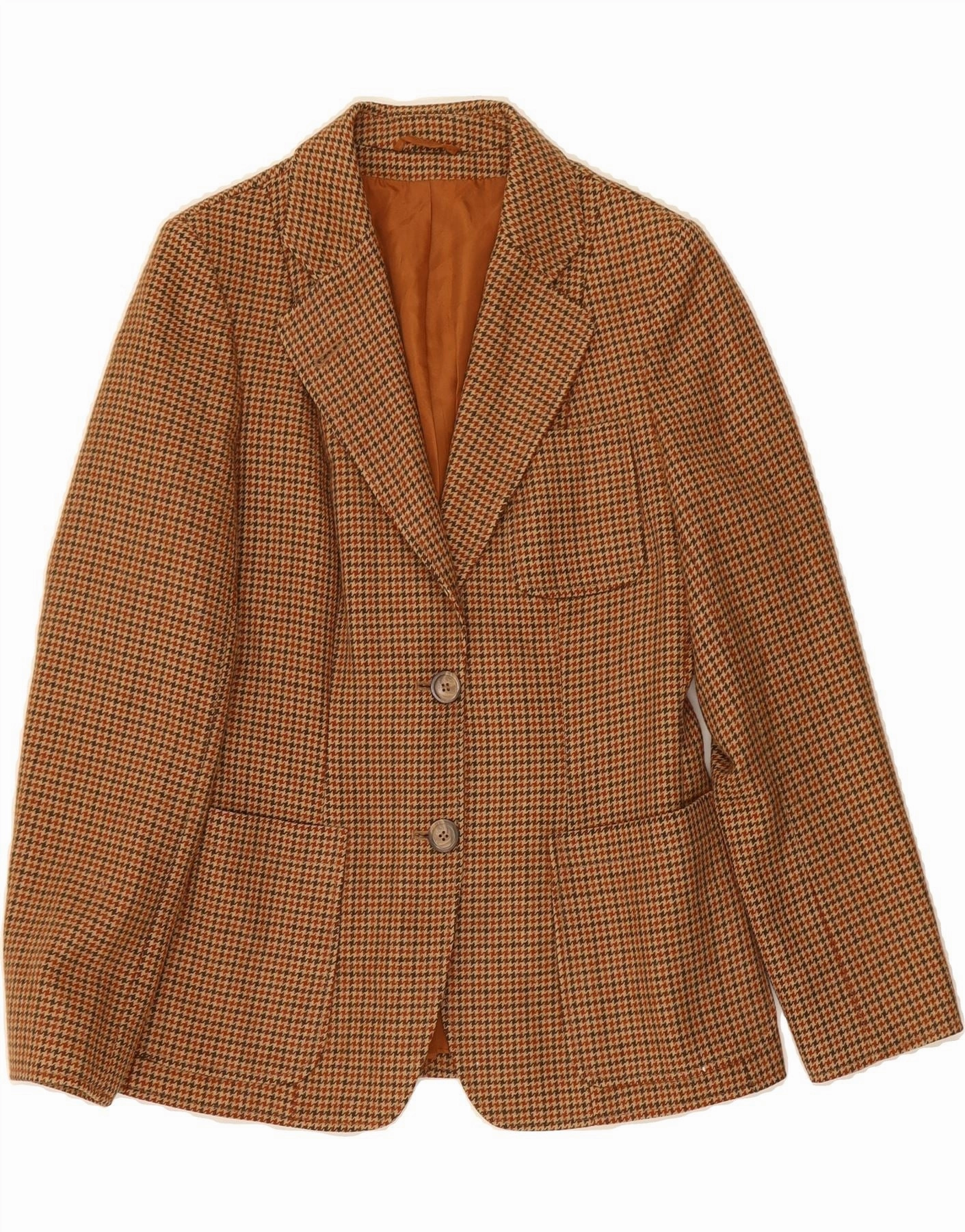 Formal Style Timeless Look PETITE MADEMOISELLE Womens Blazer Jacket UK 10 Small Brown Houndstooth