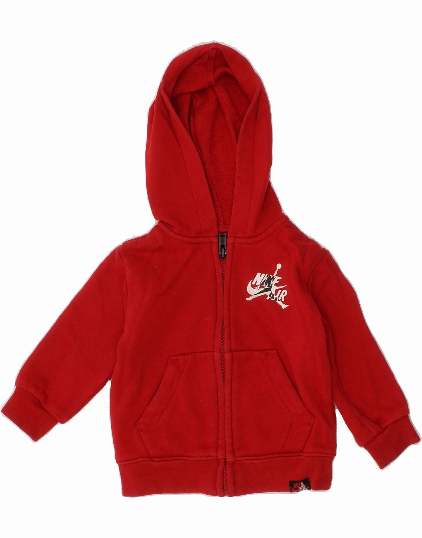 Recycled Polyester Blend NIKE Baby Boys Graphic Zip Hoodie Sweater 9-12 Months  Red