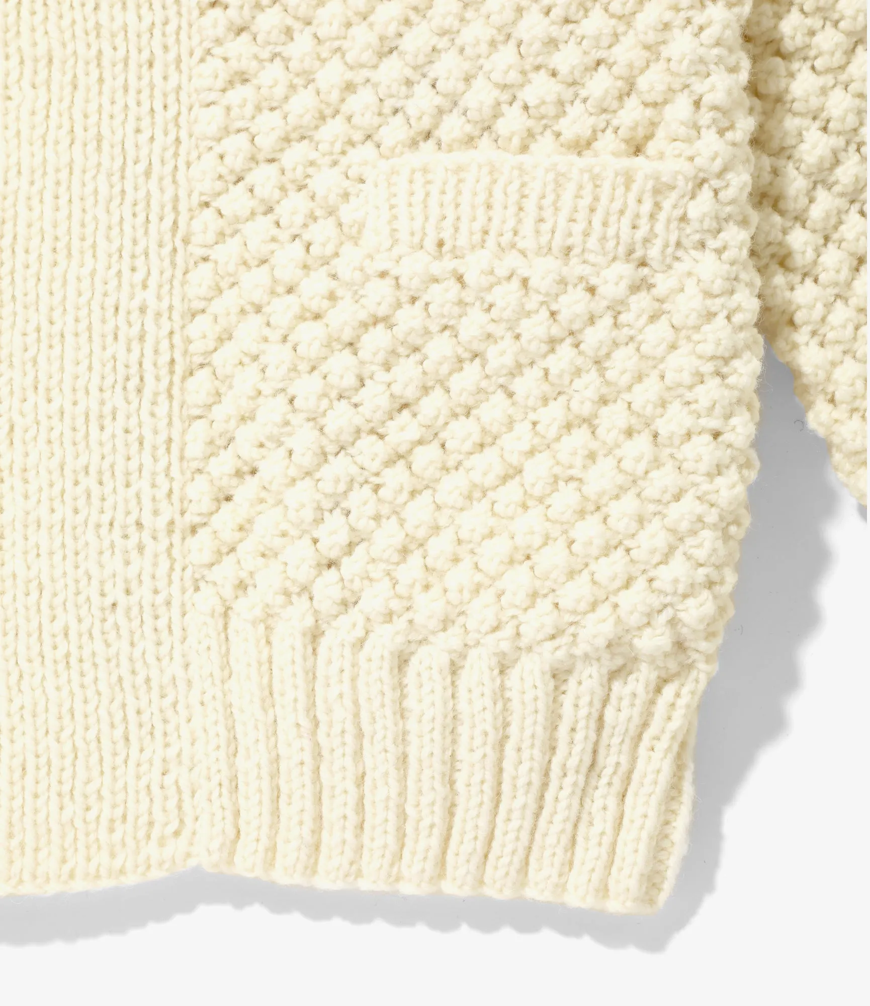 Shawl Collar Popcorn Jacket ?C Natural Circular Knit Pattern