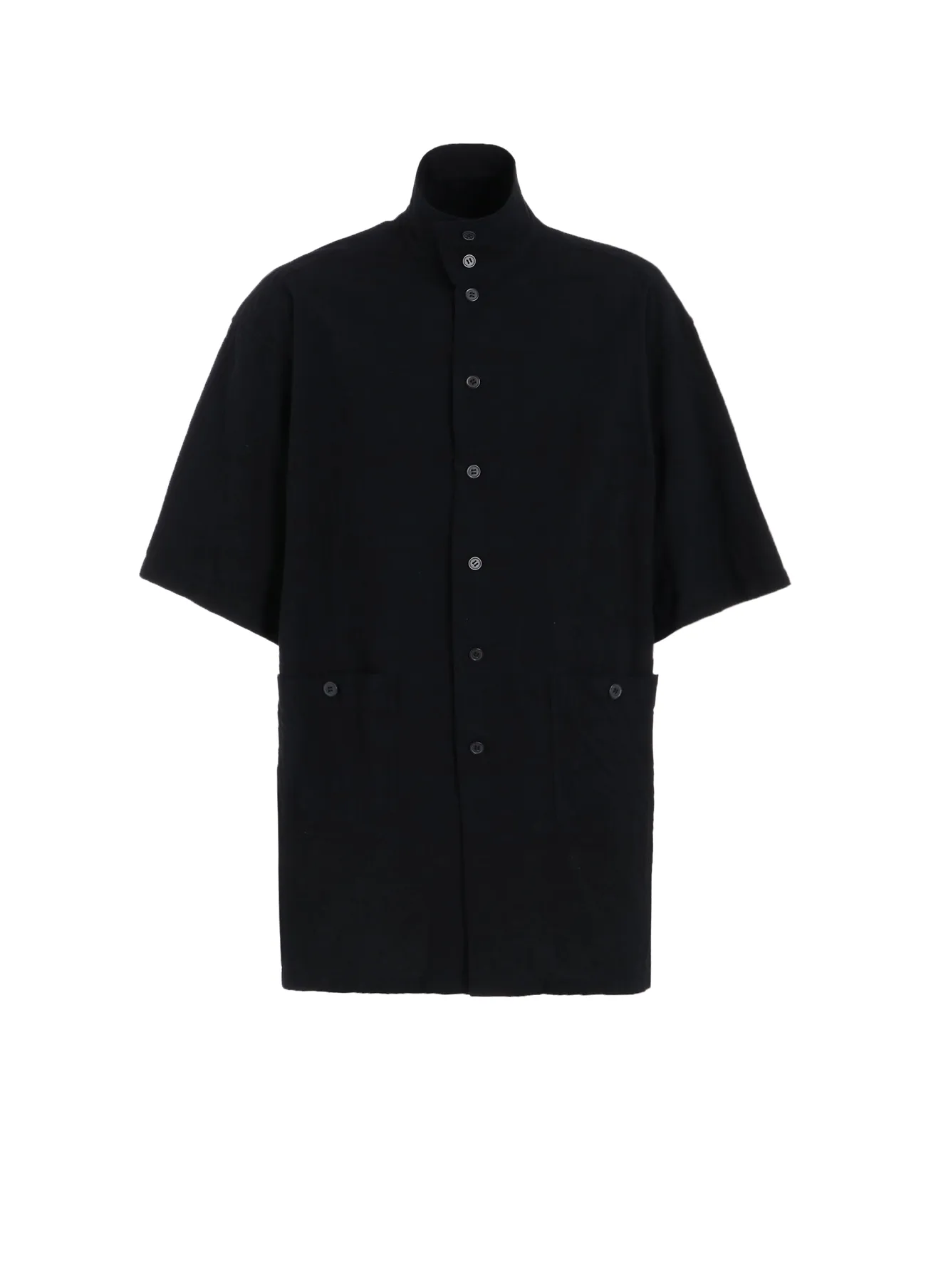 Stretch Fit Technology Versatile Layering COTTON/LINEN POPLIN OVERSIZED STAND COLLAR SHIRT