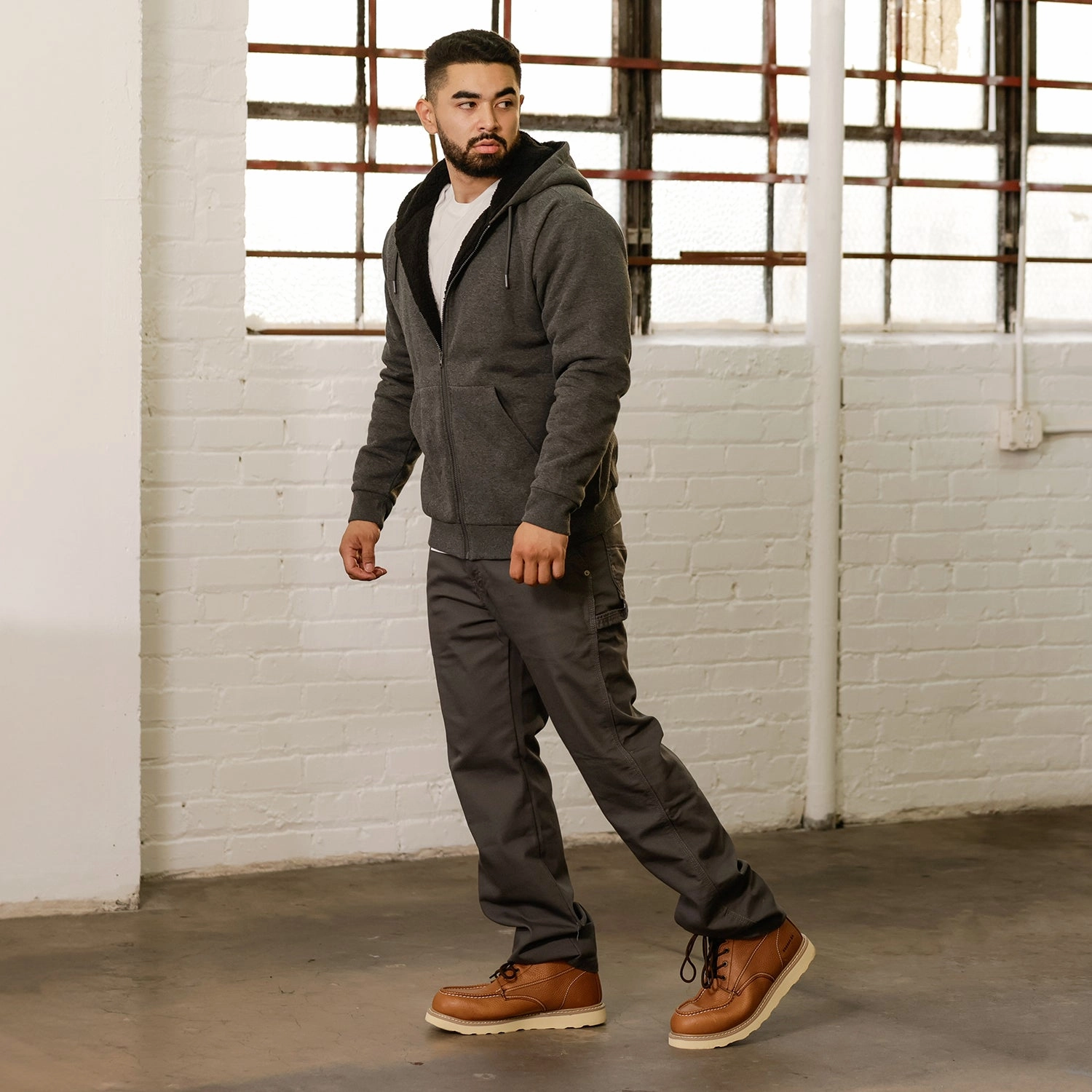 Sherpa Lined FZ Hoody - Mens Bactrian camel like Bear like