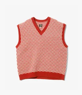 Shetland Knit Vest ?C Red Square Pattern City Comforted