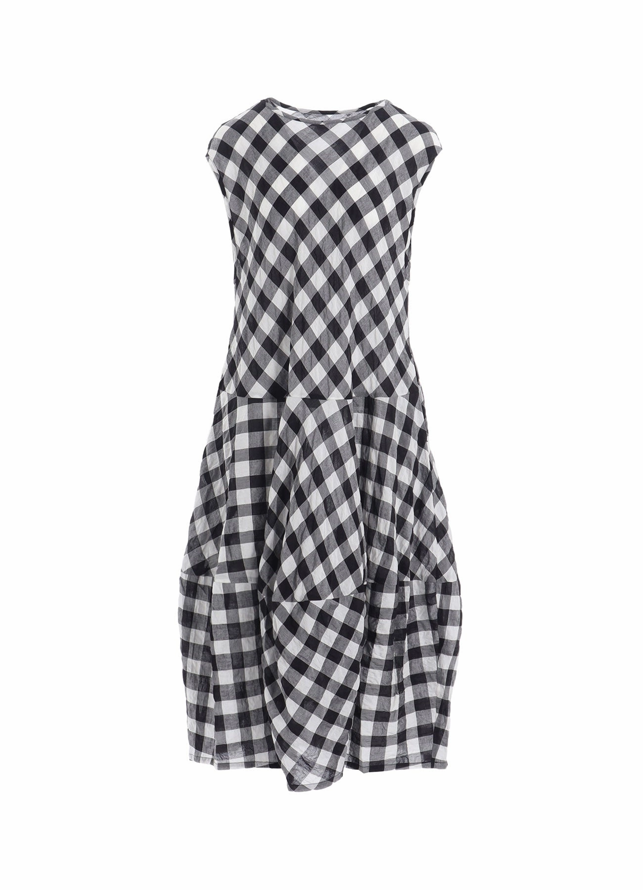 SHIRRING?PLAID JUMPER DRESS Flexible Mood Shine Finish