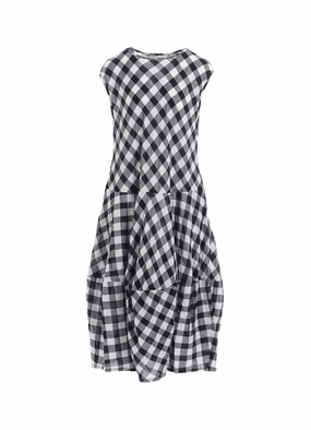 SHIRRING?PLAID JUMPER DRESS Flexible Mood Shine Finish