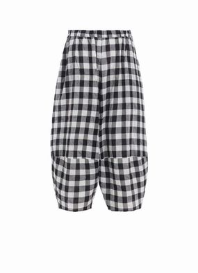 Cotton comfort SHIRRING?PLAID PANTS