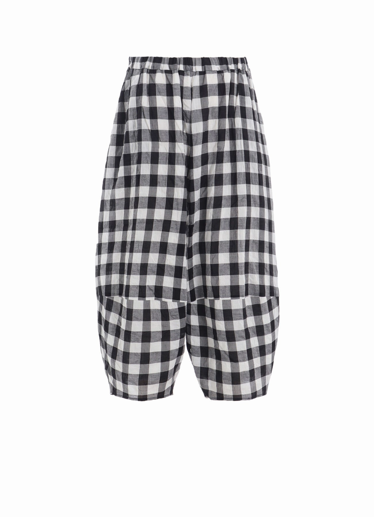 Cotton comfort SHIRRING?PLAID PANTS