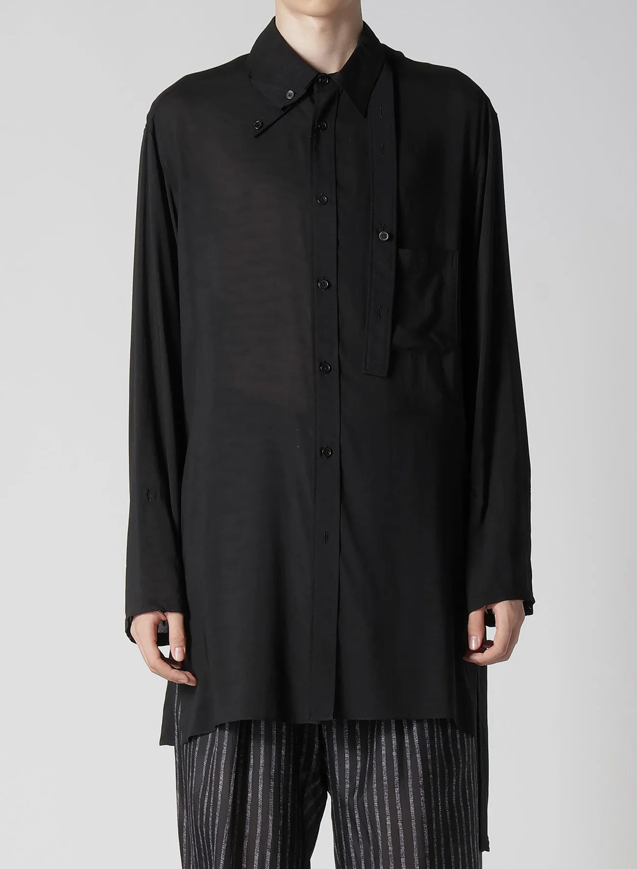 80 MODAL LOAN DOUBLE LAYER TAB COLLAR BLOUSE Winter Comfort