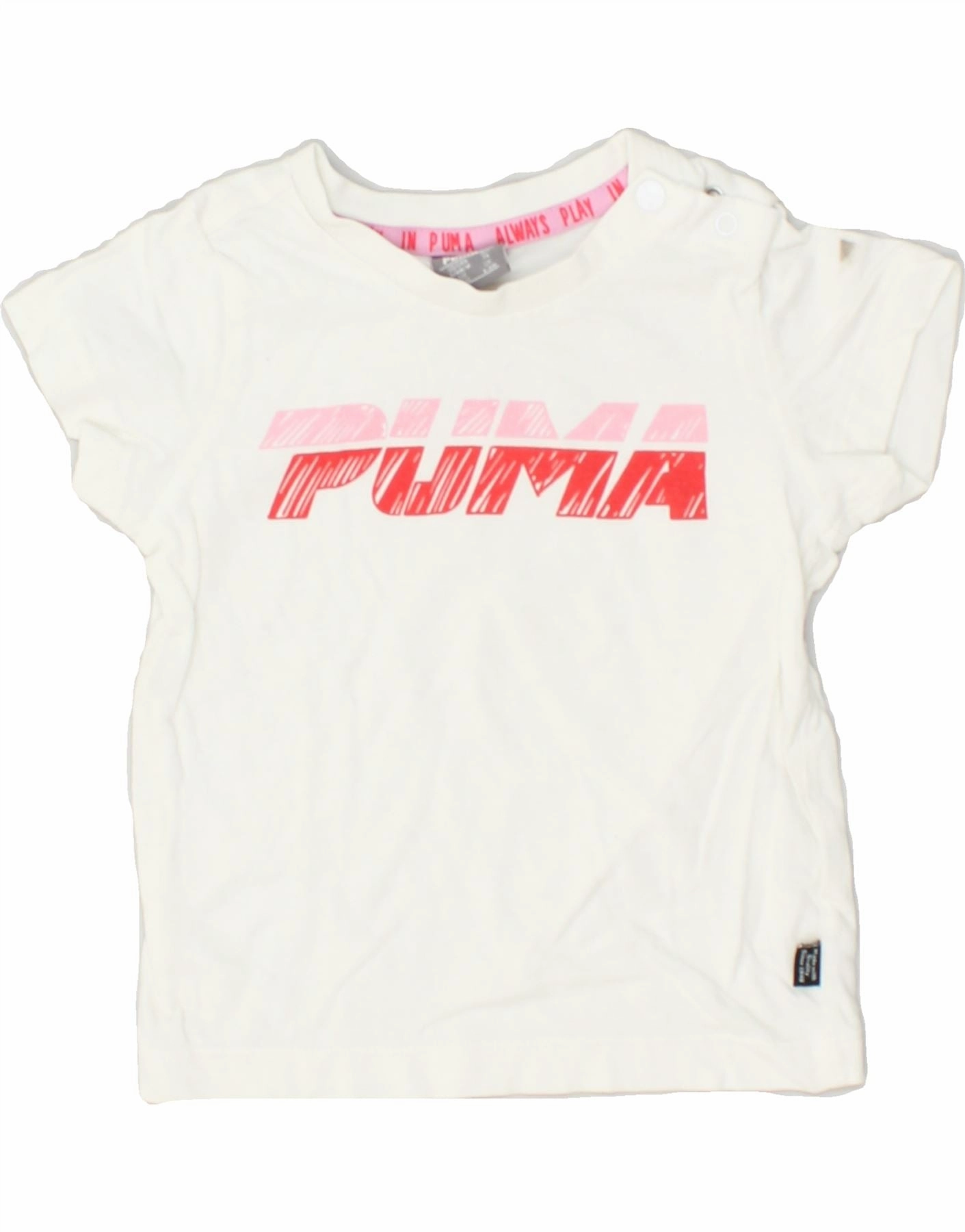 PUMA Baby Girls Graphic T-Shirt Top 6-9 Months White Cotton Trendsetting