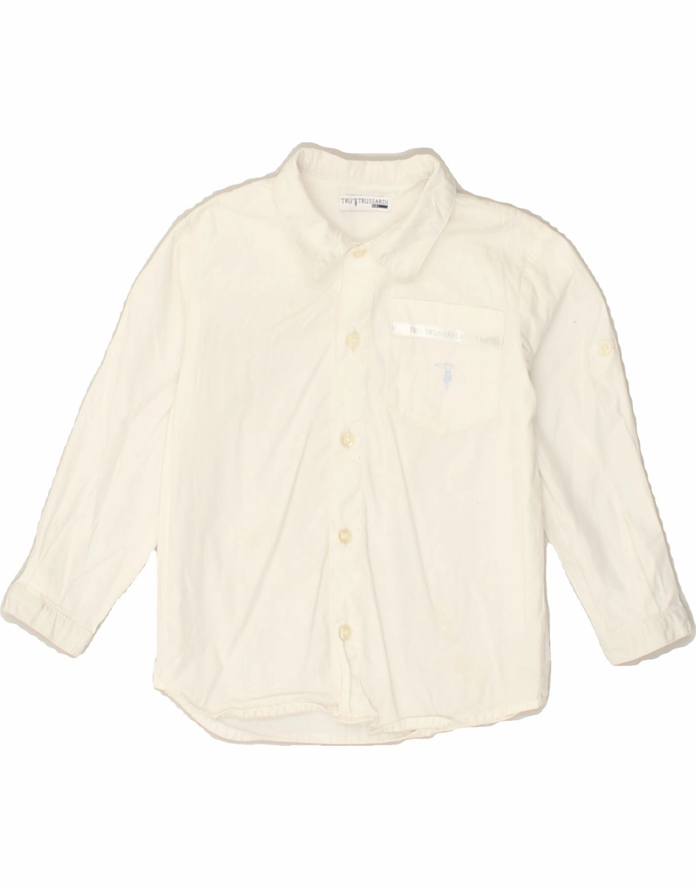 Water Repellent Finish High-End Fashion TRUSSARDI Baby Boys Shirt 18-24 Months White Cotton