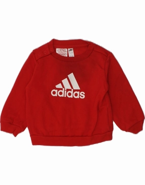 ADIDAS Baby Boys Graphic Sweatshirt Jumper 3-6 Months Red Cotton Wrinkle Resistant ribbed texture