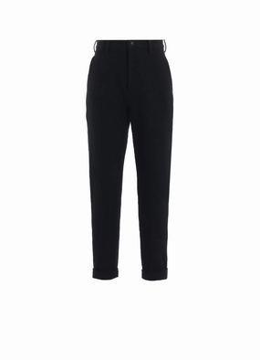 SHRINKED WOOL SERGE CUFFED HEM PANTS tailored look