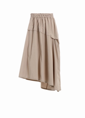 Bold Look Brunch Tone COTTON BROAD GARMENT DYEING RIGHT TUCKED ASYMMETRIC SKIRT