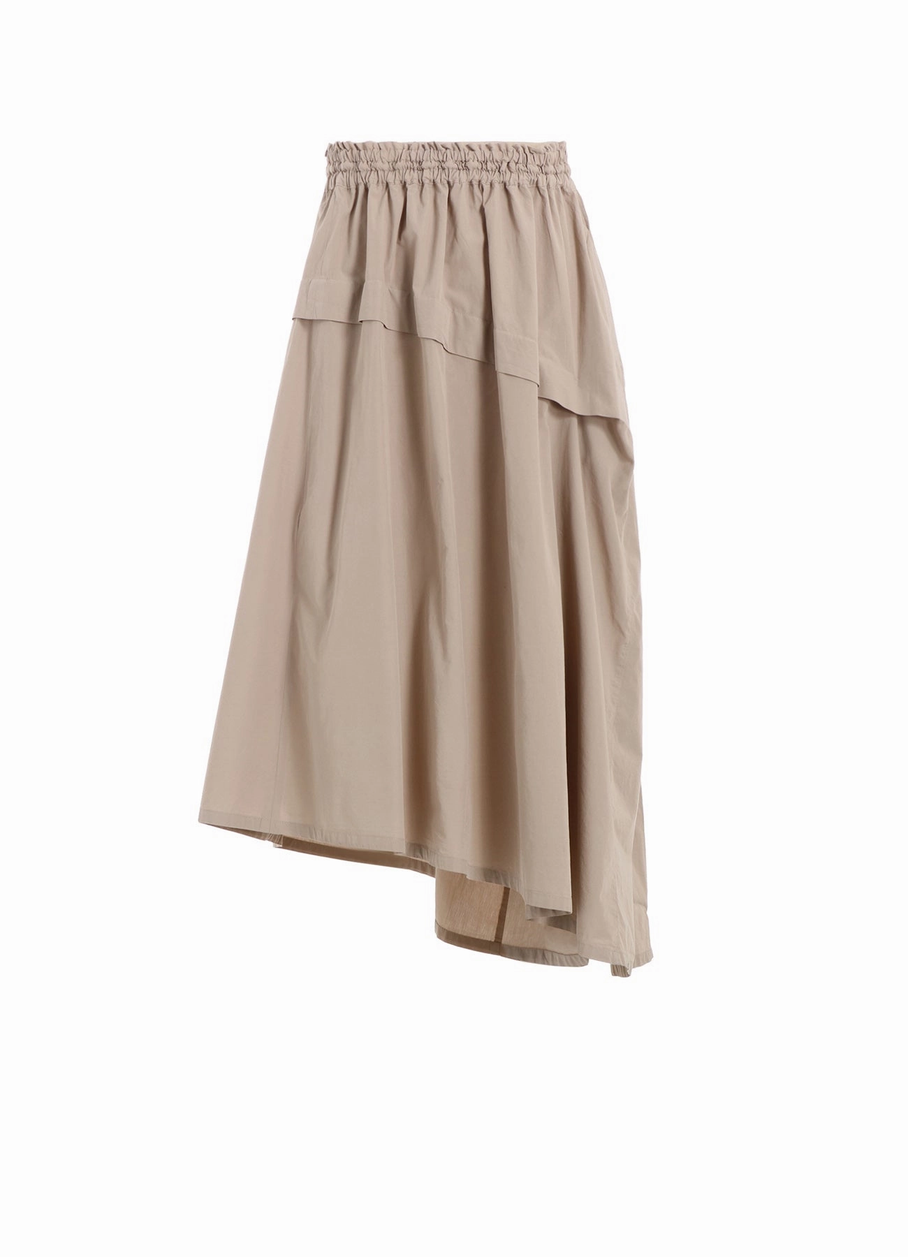 Bold Look Brunch Tone COTTON BROAD GARMENT DYEING RIGHT TUCKED ASYMMETRIC SKIRT