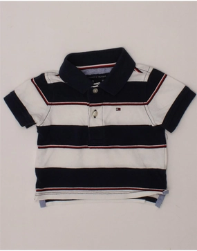 TOMMY HILFIGER Baby Boys Polo Shirt 3-6 Months Black Striped Cotton Layered Collar bohemian flair