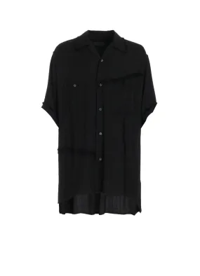 VISCOSE TWILL CUT-OFF OPEN-COLLAR SHIRT Comfortable Wear Slim Silhouette