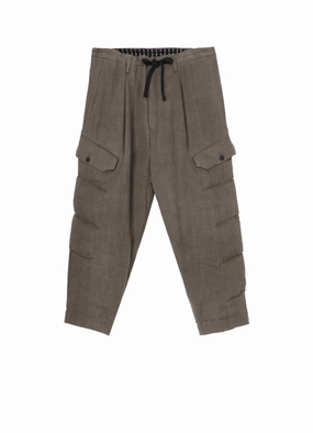 Stylish Look SILK LINEN DIAGONAL FLAP PADDED PANTS