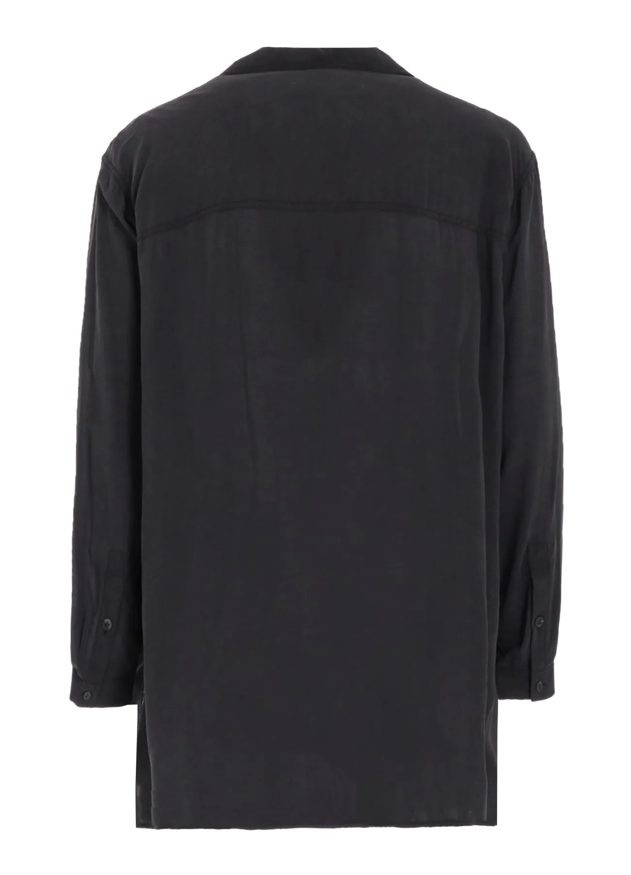 OPEN COLLAR CELLULOSE OZONE SHIRT WITH CHAIN STITCH Reinforced Buttonholes