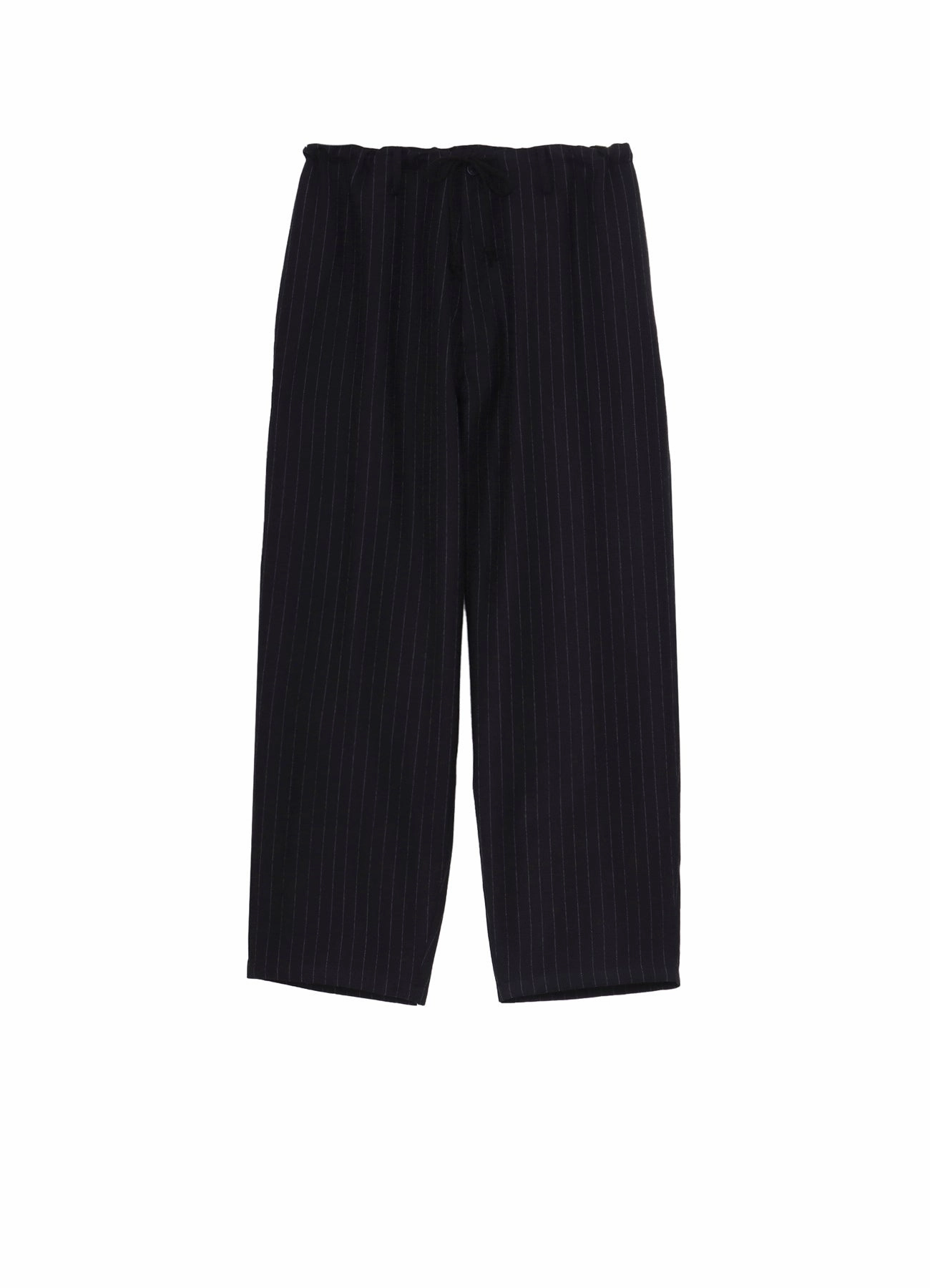 STRIPED SERGE WIDE-LEG DRAWSTRING PANTS Office Friendly