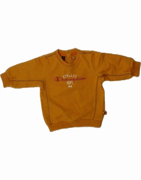 CHAMPION Baby Girls Graphic Sweatshirt Jumper 3-6 Months 2XS Yellow Cotton WaffleKnit Texture Durable Weave