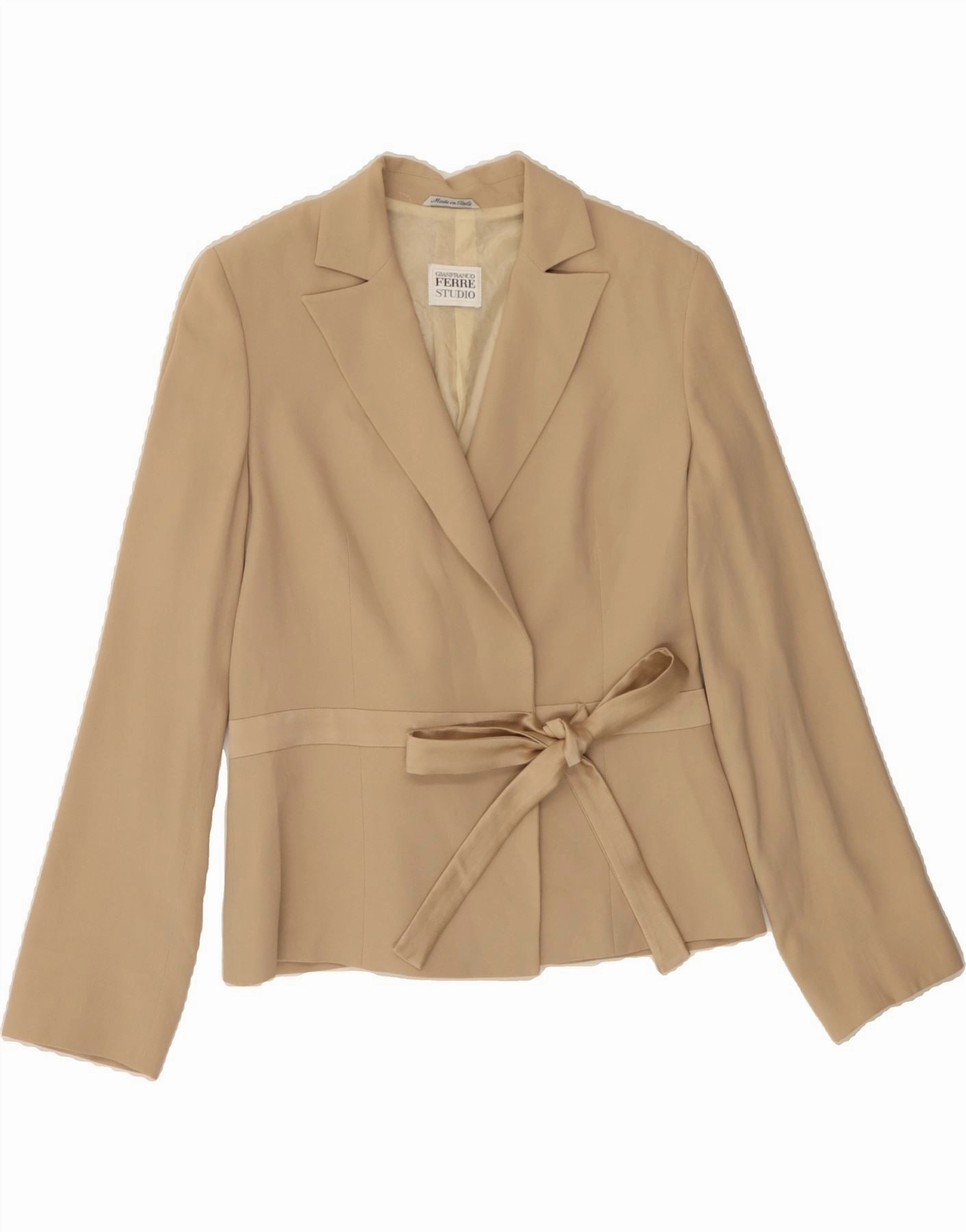 Tailored to Perfection Work Style Fit GIANFRANCO FERRE Womens Blazer Jacket UK 12 Medium Beige Acetate