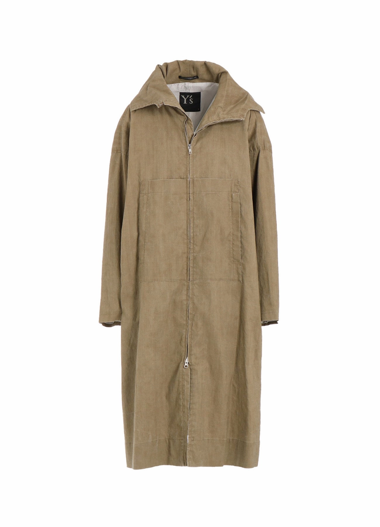 RAMIE/NYLON PIGMENT COATING BIG ANORAK COAT Flat Lock Stitching Subtle Design Detail