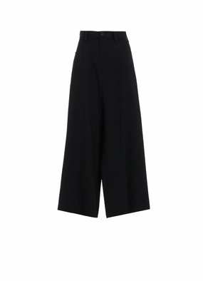 Rubberized grip WOOL GABARDINE LONG STRAIGHT PANTS