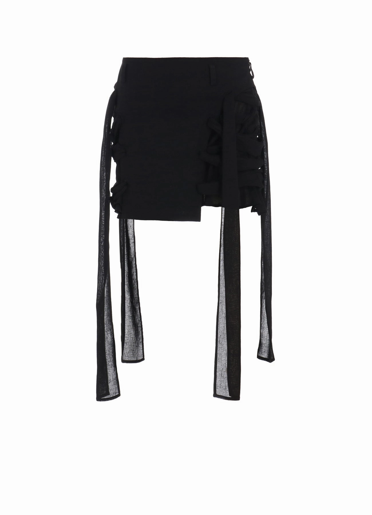 Textured Flow Effortless Layering GAUZE RIBBON LACE-UP SHORT SKIRT