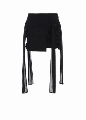 Textured Flow Effortless Layering GAUZE RIBBON LACE-UP SHORT SKIRT