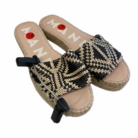 heel cup Sandals Heels Platform By Manebi In Black & Tan, Size:6.5