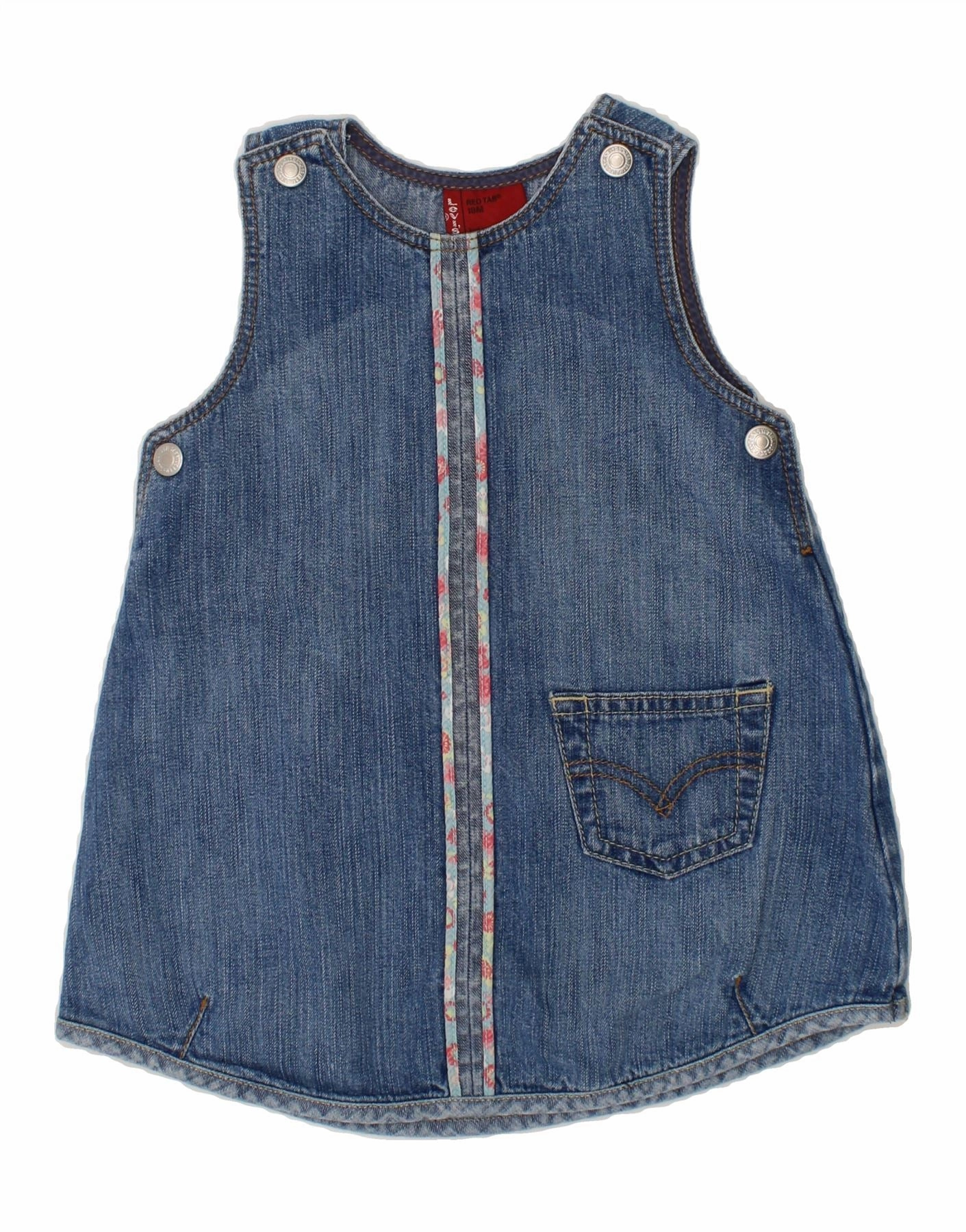 LEVI'S Baby Girls Sleeveless Denim Dress 12-18 Months Blue Cotton Sharp Design