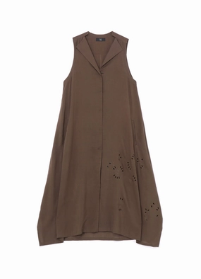 Nature Inspired Timeless Style SLEEVELESS DRESS WITH NOTCHED LAPEL COLLAR