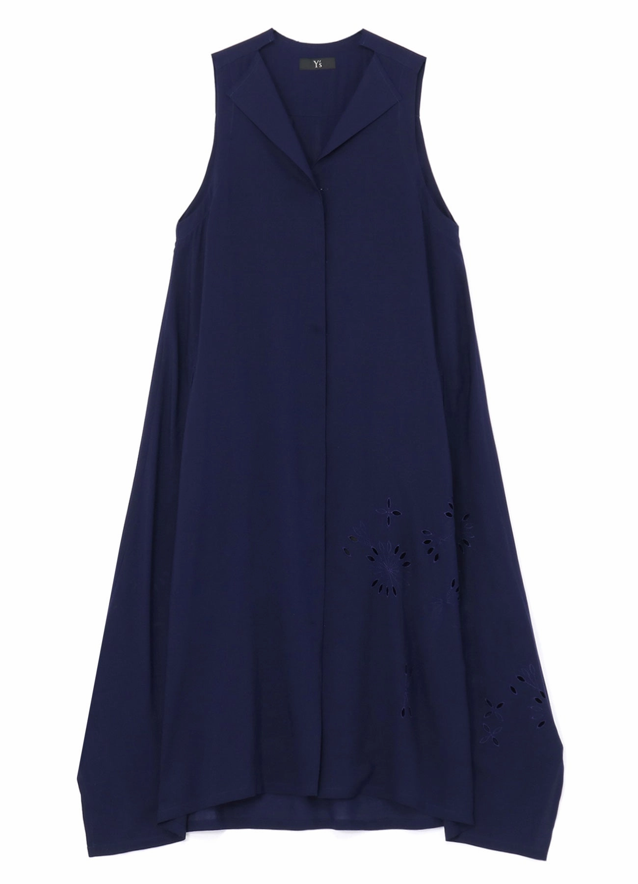 SLEEVELESS DRESS WITH NOTCHED LAPEL COLLAR Simple yet chic gown