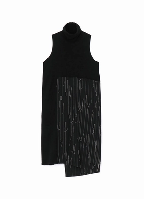 Classic Layering Minimalist Look SLEEVELESS KNITTED TURTLENECK DRESS