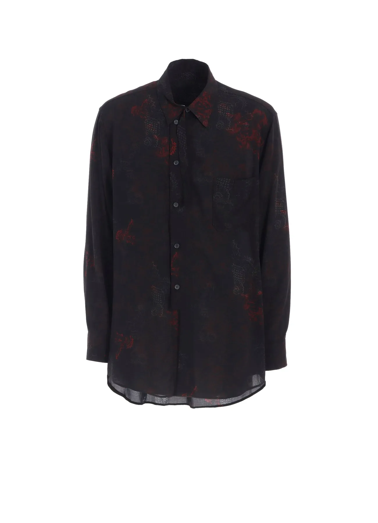 RAYON CRIMSON LACE PRINT REGULAR COLLAR SHIRT Wrinkle Resistant Finish