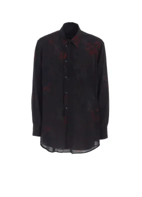 RAYON CRIMSON LACE PRINT REGULAR COLLAR SHIRT Wrinkle Resistant Finish
