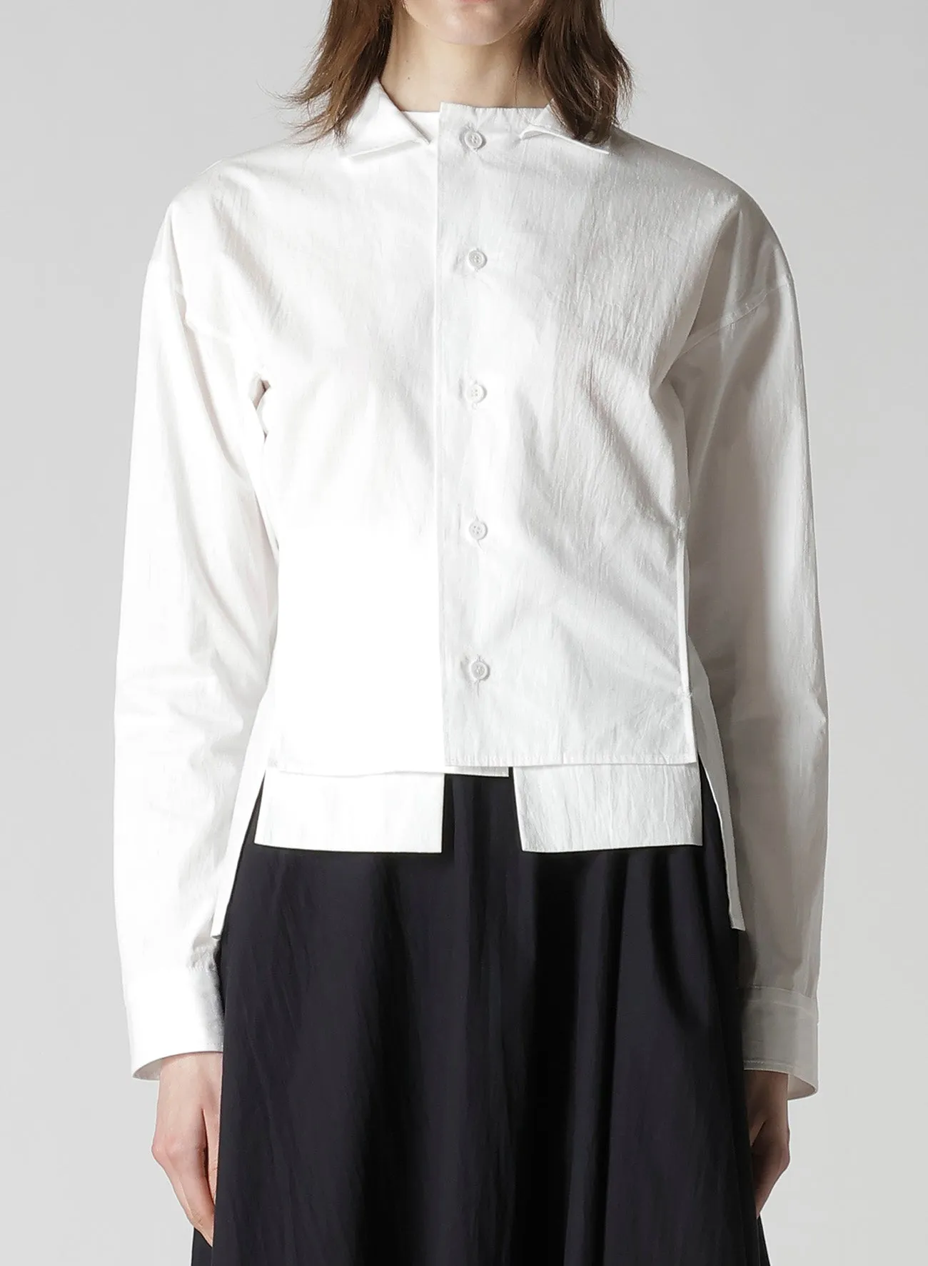 Sporty Look COTTON BROAD PANELED SHORT BLOUSE