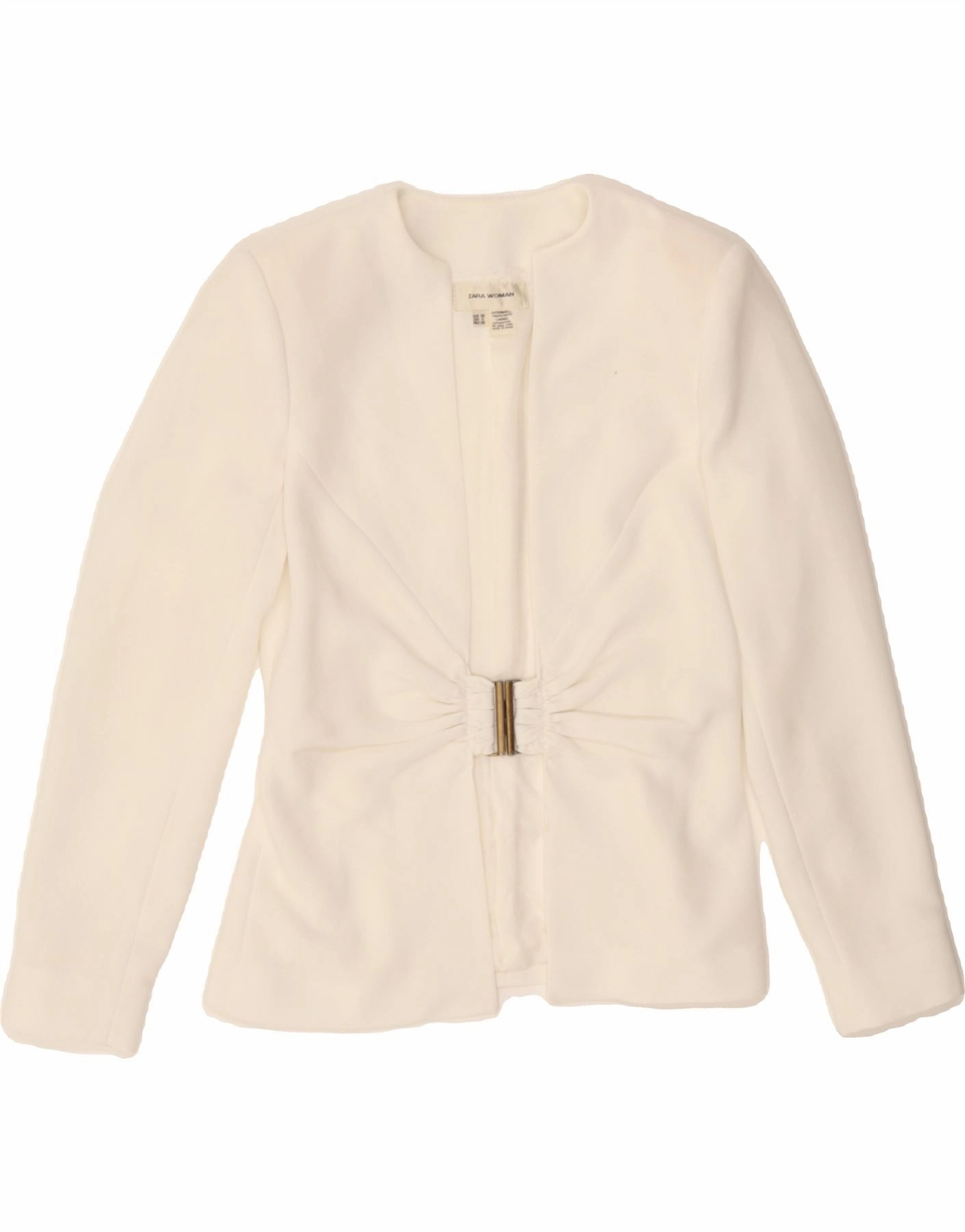 ZARA Womens Blazer Jacket EU 36 XS White Polyester Effortless Style Chic Fit Wear