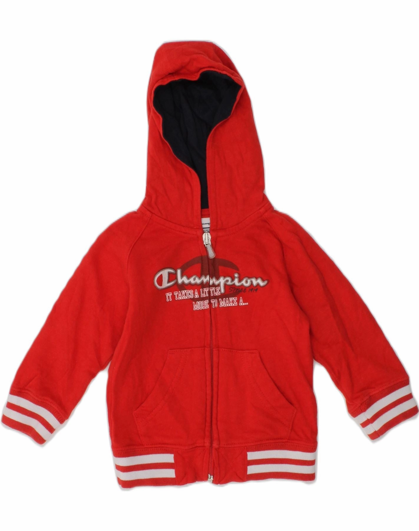 Light Cover CHAMPION Baby Girls Graphic Zip Hoodie Sweater 3-6 Months 2XS Red Cotton