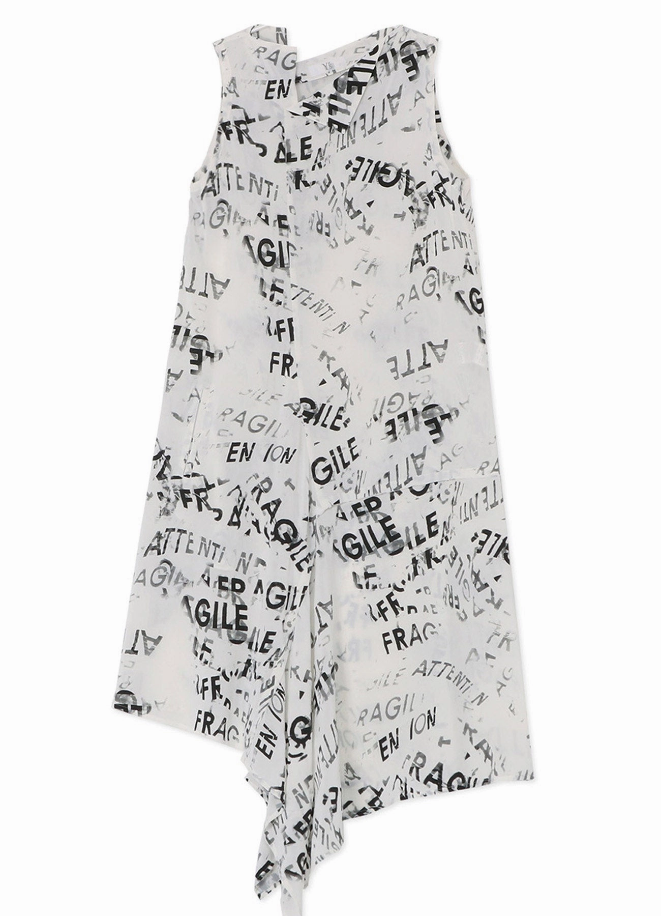 RAYON GEORGETTE OPEN COLLAR SLEEVELESS DRESS Seasonal Layering