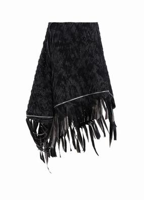 Sharp Fit Elegant Fabric DENIM WITH SLASH DETAIL ZIP PANELED SKIRT A