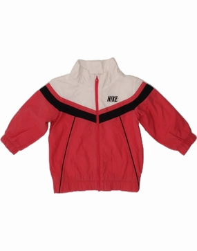 NIKE Baby Girls Tracksuit Top Jacket 9-12 Months Red Colourblock Cotton Modern Outerwear