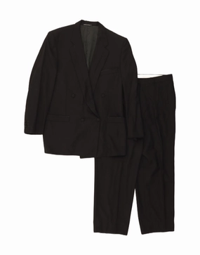 Polished Fit Refined Tailoring TRUSSARDI Mens Double Breasted 2 Piece Suit IT 50 Large W36 L28 Black Wool