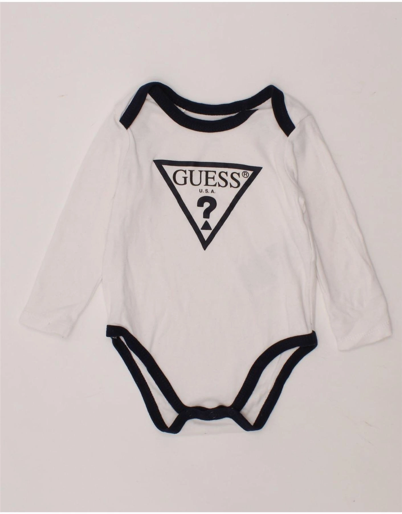 Retro Hot GUESS Baby Boys Graphic Bodysuit 6-9 Months White Cotton