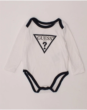 Retro Hot GUESS Baby Boys Graphic Bodysuit 6-9 Months White Cotton