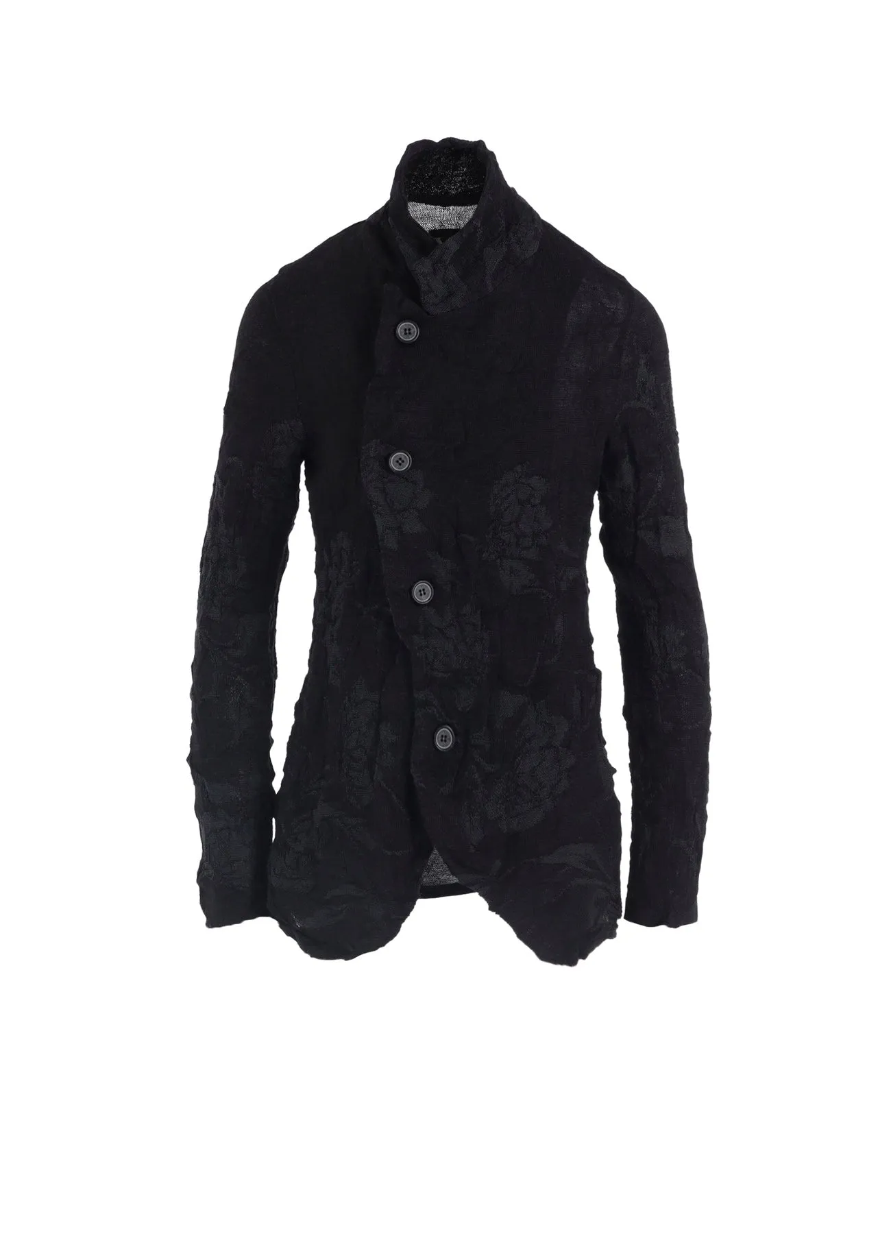 BIG FLOWER WRINKLED KNIT JACKET Cozy Lining