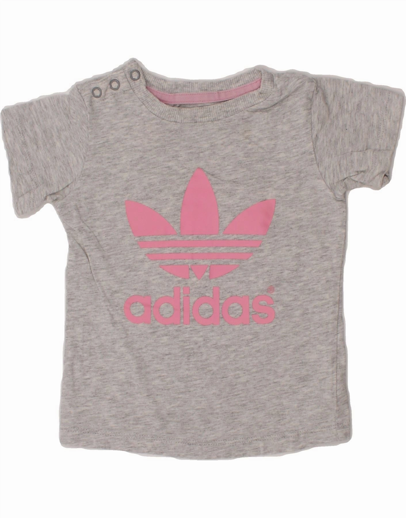 ADIDAS Baby Girls Graphic T-Shirt Top 9-12 Months Grey Cotton Premium Finish